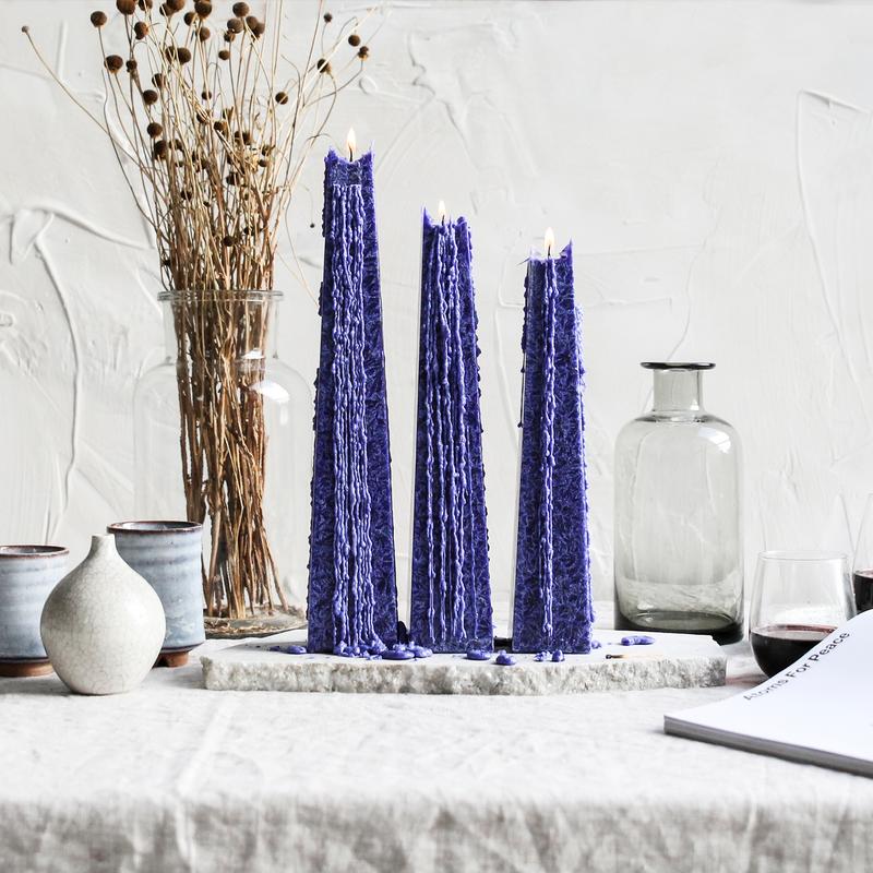 Granite Icicle Candle Dark Blue - Night Bloom Living light Candles