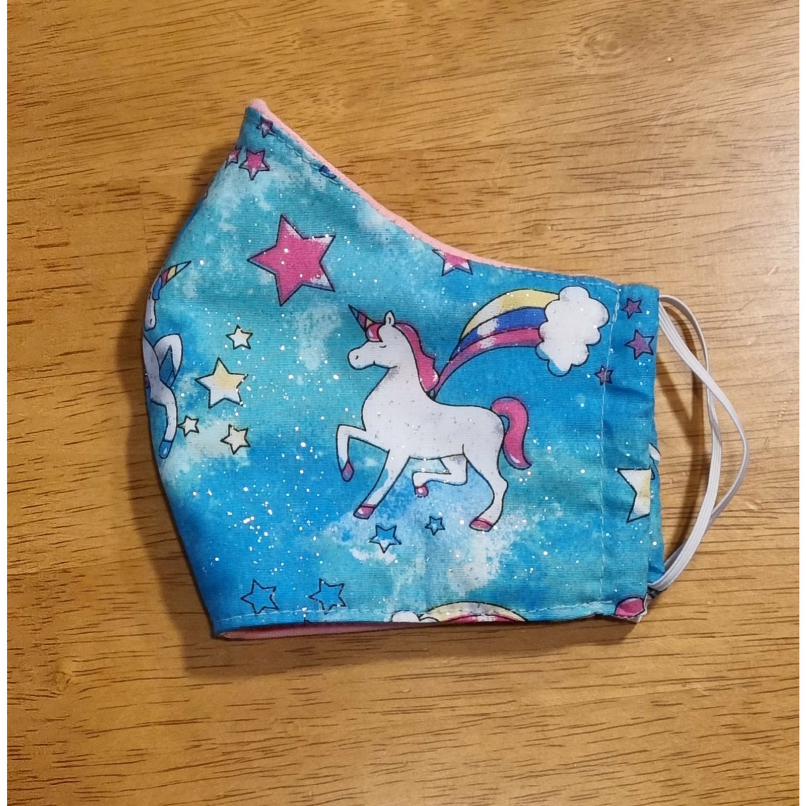 Kids Face Masks - Teal Unicorn Glitter Kode Kids