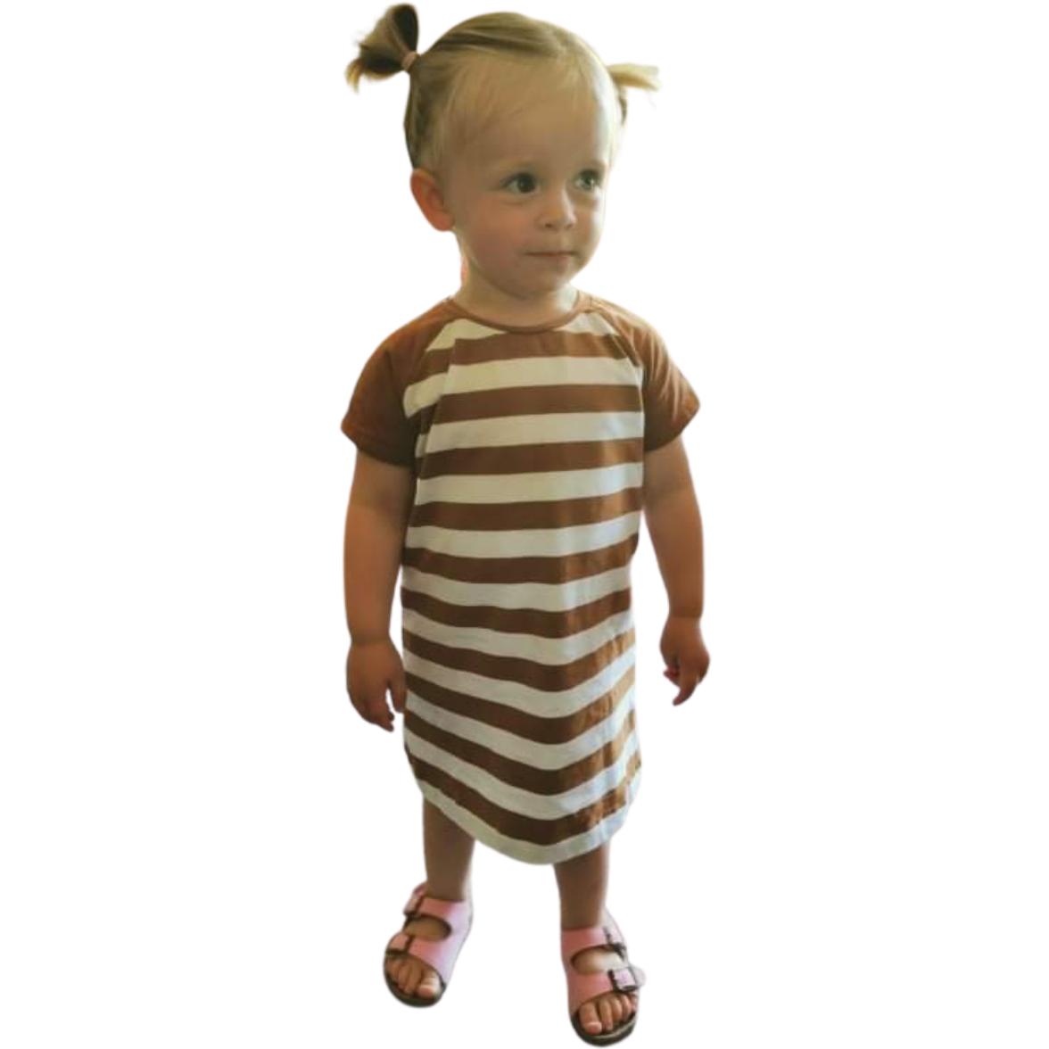 Millie T-Shirt Dress | Mustard & White Stripe Kode Kids