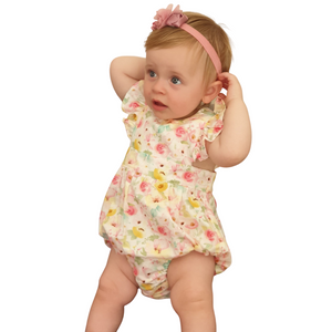 Polly Romper - Pink / Yellow Florals Kode Kids