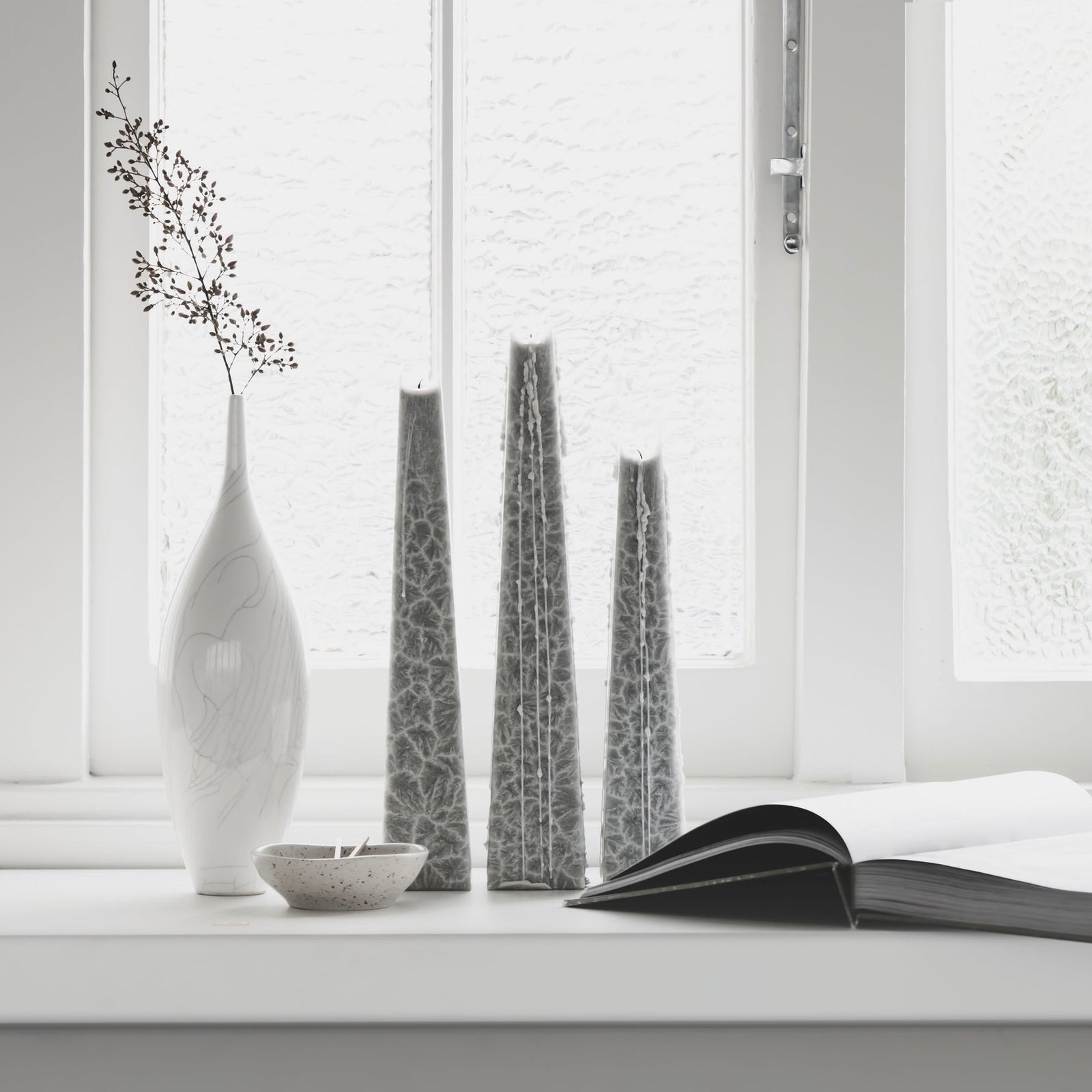 Granite Icicle Candle | Black Iris Living light Candles