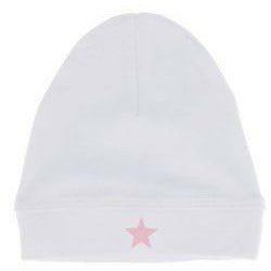 New Born Baby Hat - White with pink star Not specified