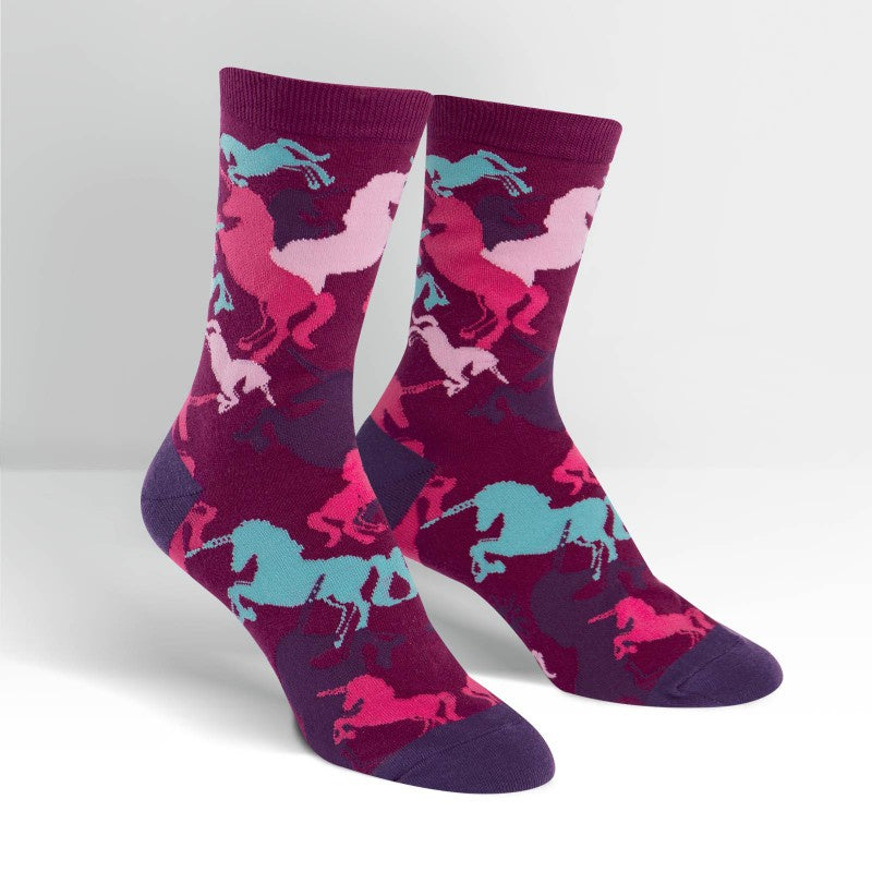 Female Crew Socks - Mythical Unicorn Sockit to me