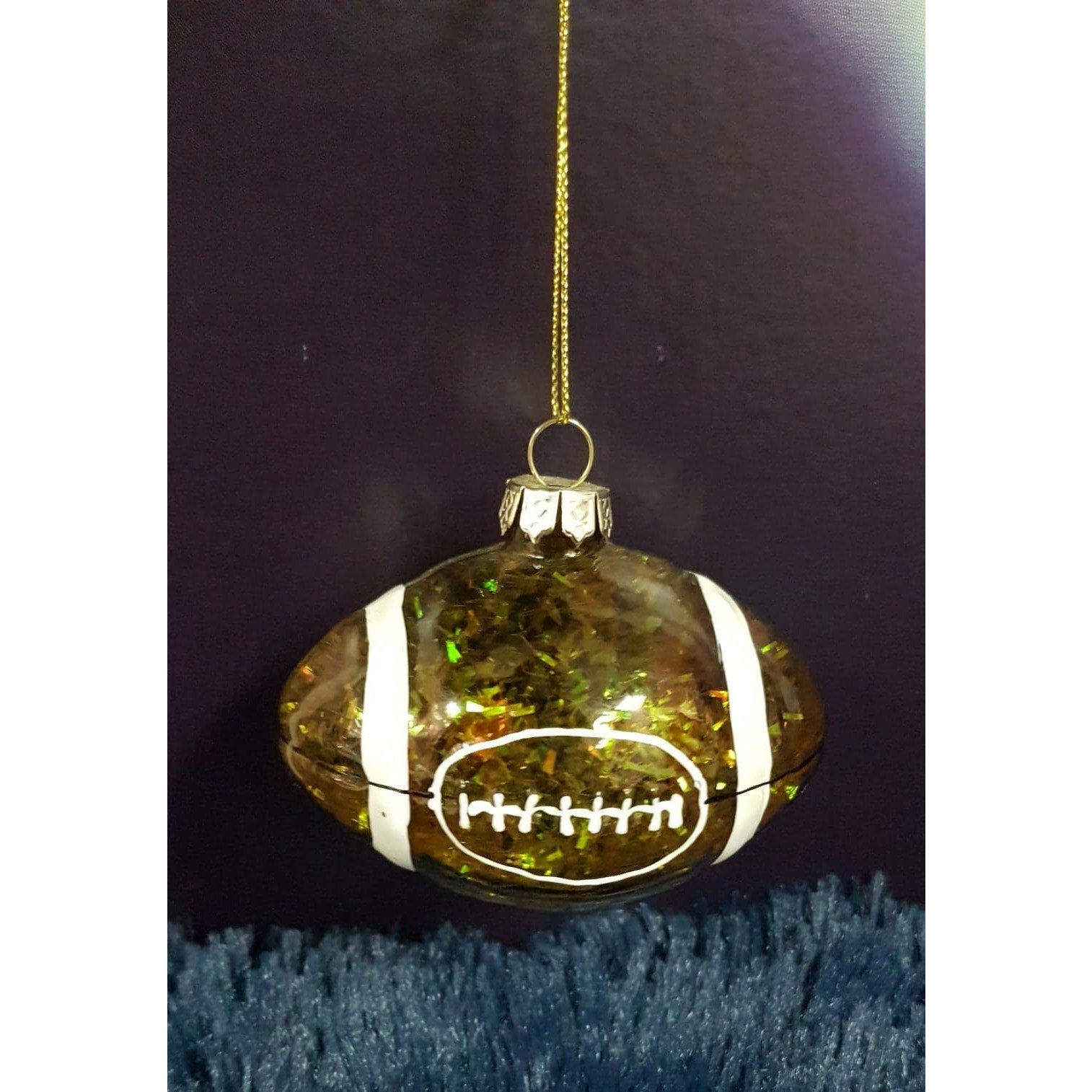 Glass Hanging Rugby Ball | Christmas Decor Not specified