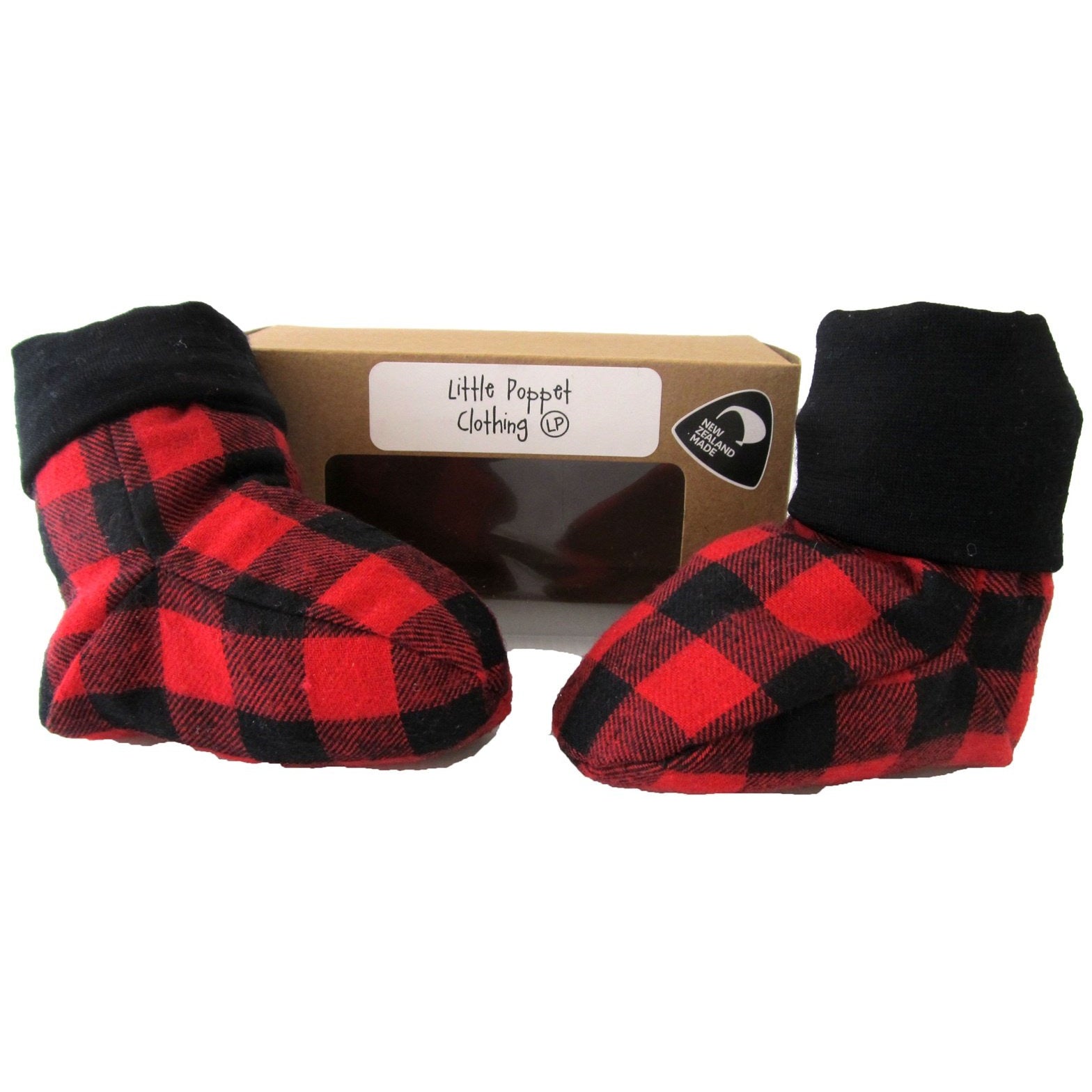 Check Bush Merino Booties - Red Little Poppet Clothing