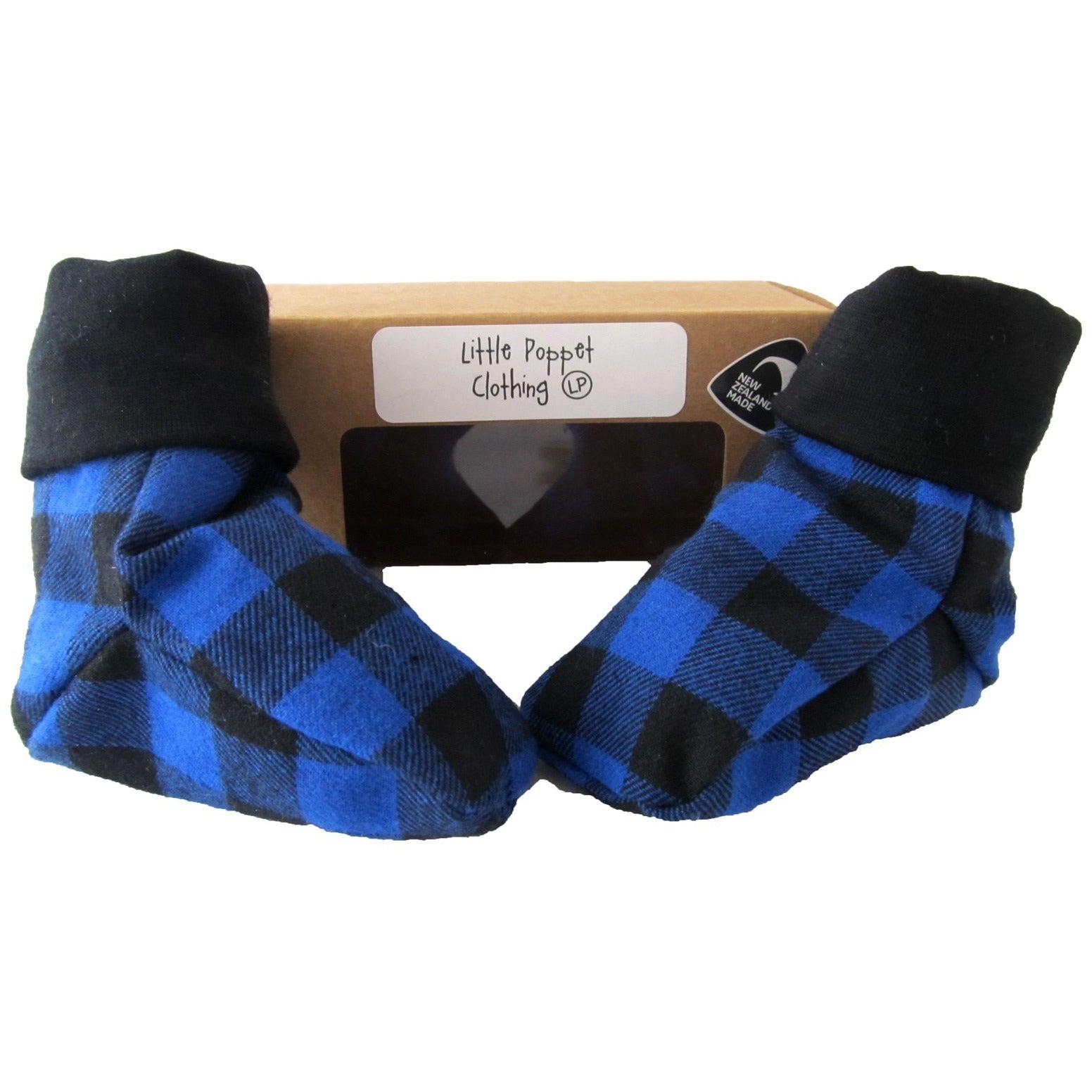 Check Bush Merino Booties - Blue Little Poppet Clothing