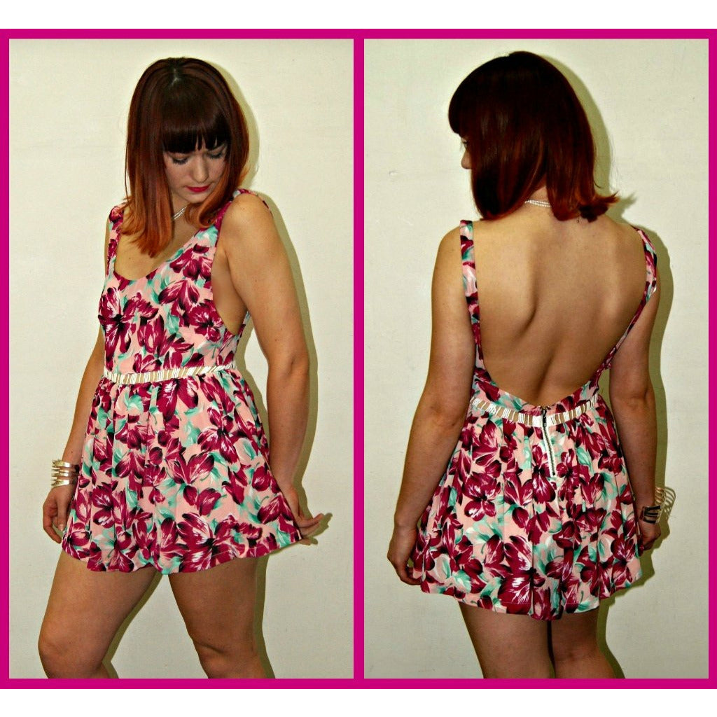 Dream of Sunsets Playsuit - Maroon / Peach Floral Toby Heart Ginger