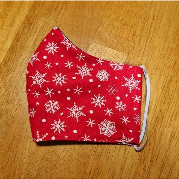 Christmas Face Masks 100% Cotton | Red w/ Snow flake Kode Kids
