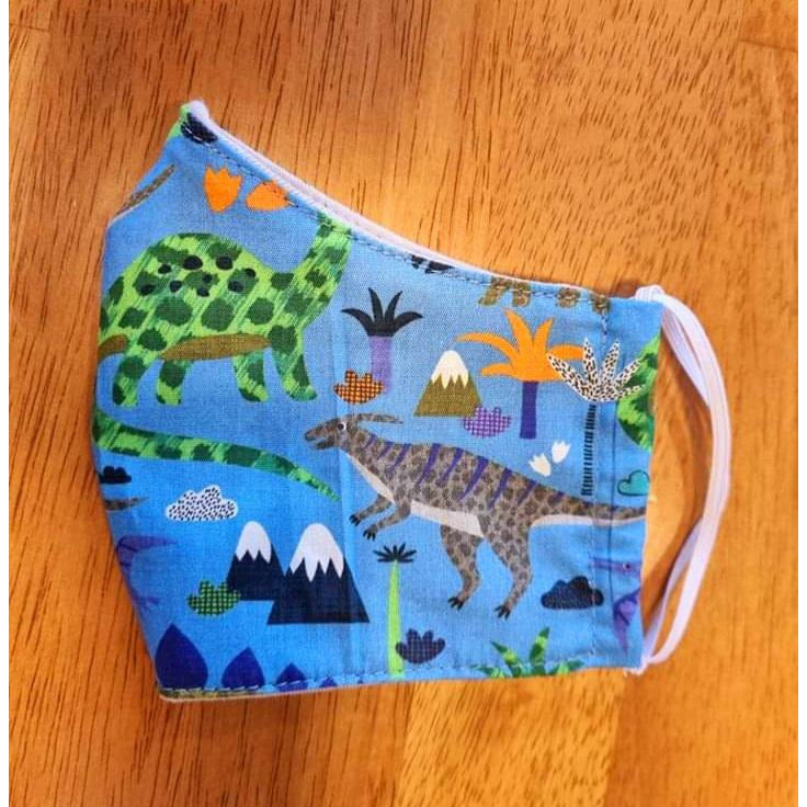 Kids Face Masks - Blue w/ Dinosaurs Kode Kids