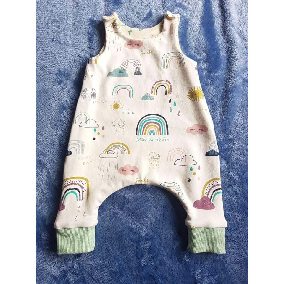 Reversible Overalls - Rainbows / Rabbits and Green Leaves Kode Kids
