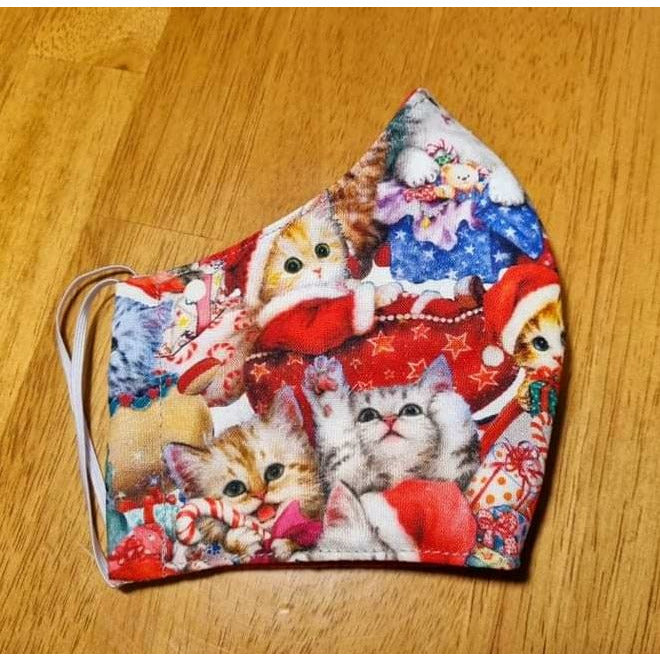 Christmas Face Masks 100% Cotton | Kitten Christmas Kode Kids